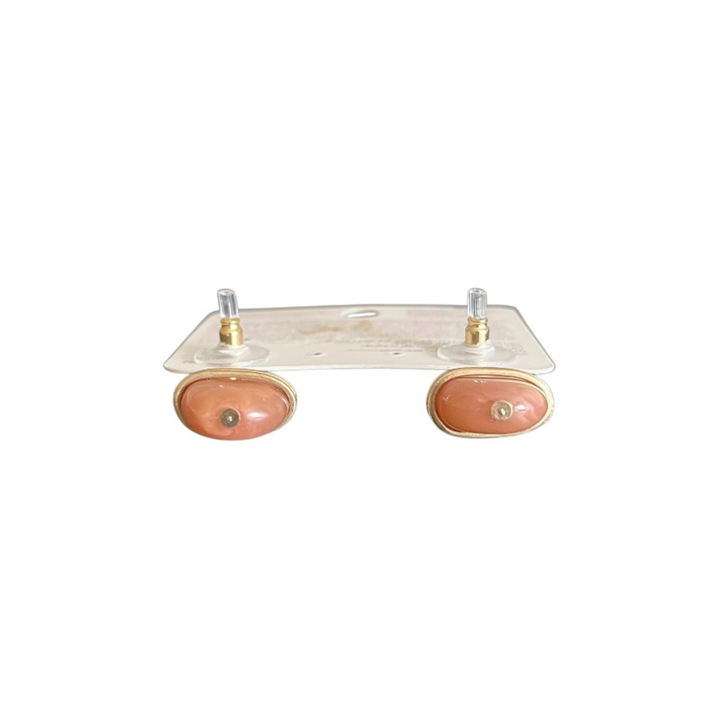 Parfois Oval Stone Drop Earrings Pink Peach Gold Tone - Picture 3 of 5
